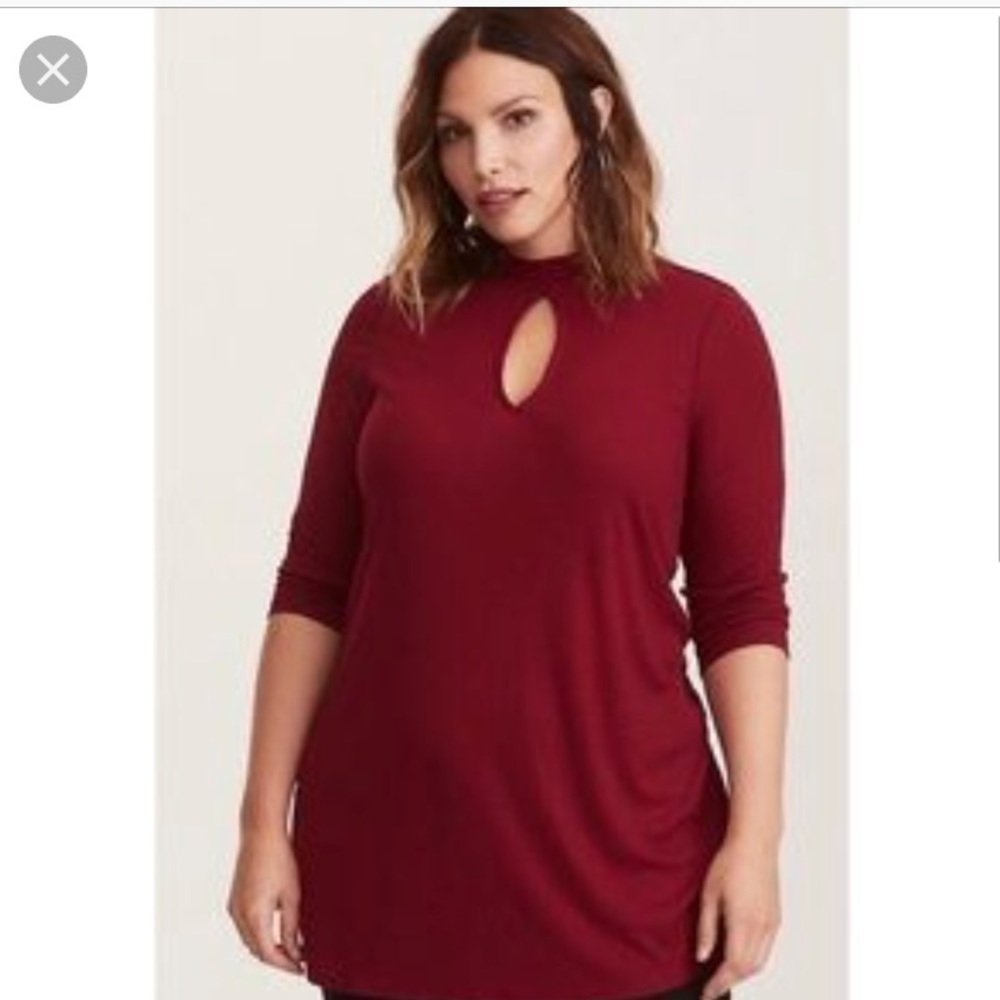 Torrid cut out mock neck tunic top